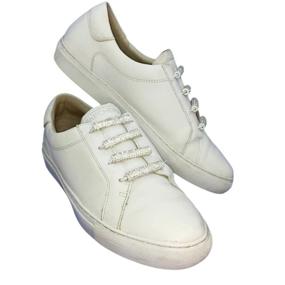 Skechers Women's White Sneakers with Embellished Laces - Size: 8 1/2